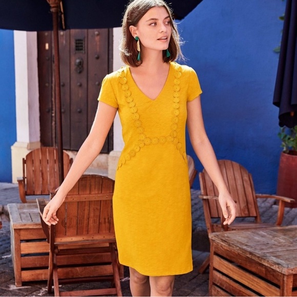 Boden Dresses & Skirts - Boden Saskia Jersey Trim Sheath Dress Yellow Size 4